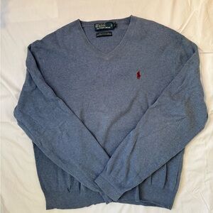 Ralph Lauren Men's Classic Blue V-Neck Sweater